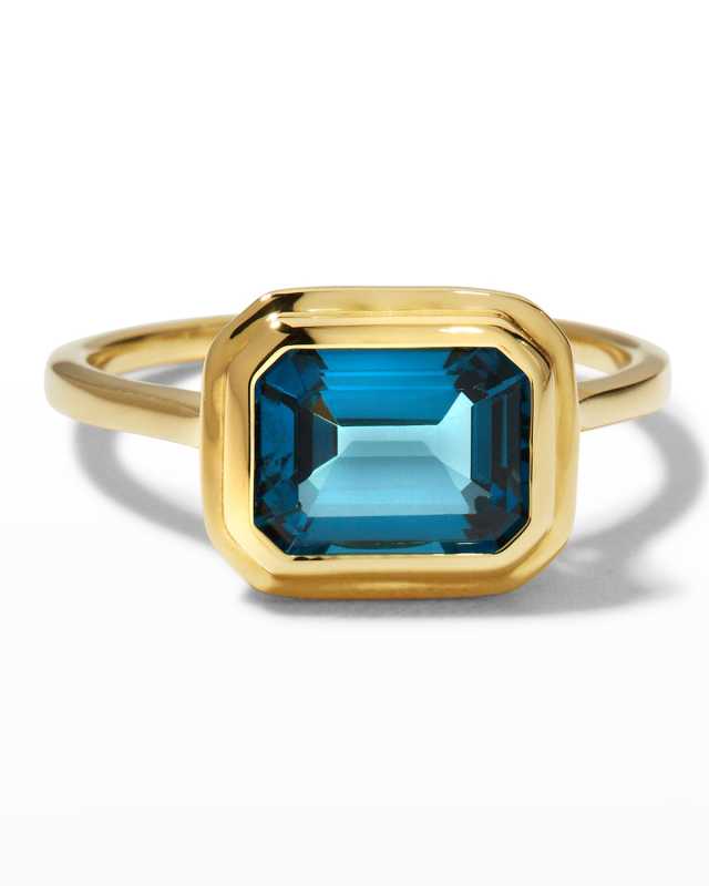 18K Manhattan London Blue Topaz Ring, Size 6.5